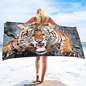 billiga set med strandhanddukar-1st stora tjocka badduschhanddukar 3d vit tigerdesign bomull strandhandduk för kvinnor män reser sim yogafilt