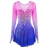 preiswerte Eiskunstlaufkleider-Eiskunstlaufkleid Damen Mädchen Eislaufen Kleider Austattungen Gelb Dunkelrot Pudriges Rosa Halo-Färbung Gitter Spandex Hochelastisch Wettbewerb Eiskunstlaufkleidung Eislaufen Eiskundstlauf