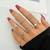 economico Anelli-Donna Anello Matrimonio geometrico Argento Oro Cromo Mini Punk Personalizzato Moda 9 pezzi