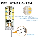 رخيصةأون أضواء LED ثنائي الدبوس-10 قطعة G4 ثنائية دبوس مصباح ليد لمبة 3 واط 24LED SMD 2835 ما يعادل لمبة هالوجين 30 واط أبيض دافئ 3000 كيلو ضوء النهار الأبيض 6000 كيلو 360 درجة زاوية الشعاع وميض مجاني DC12V AC220V AC110V