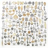 economico kit per la creazione di perline-300pcs/set orecchini di pendente d&#039;argento tibetani della lega piccoli pendenti accessori fai da te dei monili