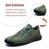 abordables Baskets-chaussures décontractées à lacets en similicuir vert pour hommes – coutures artisanales, coupe confortable et style vintage pour un usage quotidien