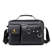 cheap Men&#039;s Bags-Men&#039;s Brown Faux Leather Messenger Bag with Multiple Pockets and Adjustable Strap - Stylish and Functional Crossbody Bag for Travel and Daily Use