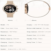 preiswerte Smartwatch-696 i70 Smartwatch 1.32 Zoll Smartwatch Fitnessuhr Bluetooth Schrittzähler Anruferinnerung Schlaf-Tracker Kompatibel mit Android iOS Damen Freisprechanlage Nachrichterinnerung Kamera Kontrolle IP 67