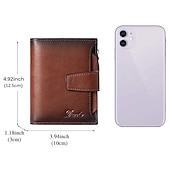 baratos porta-cartões e estojos-1 unidade de Carteira Masculina de Couro Legítimo Vintage Curta Multi Função Porta-Cartão de ID com Bloqueio RFID Zíper para Moedas Presentes para Homens no Dia dos Namorados