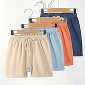 billige Nederdeler-Barn Gutt Shorts Helfarge Komfort Shorts Skole Lin Bedårende Daglig HTX- mørkeblå HTX-grønn HTX-murstein rød Midje midje