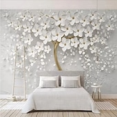 cheap Wallpaper-Cool Wallpapers Wall Mural Flower Wallpaper Wall Sticker Covering Print Adhesive Required Forest 3D Effect Floral Flower Canvas Home Décor