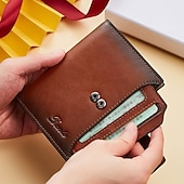 baratos porta-cartões e estojos-1 unidade de Carteira Masculina de Couro Legítimo Vintage Curta Multi Função Porta-Cartão de ID com Bloqueio RFID Zíper para Moedas Presentes para Homens no Dia dos Namorados