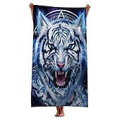 cheap Beach Towel Sets-1PC Beach Swimming Towels Tiger Lion Wolf Cartoon Animal Pattern Printing Folded Quick-Dry Soft Towels Home Decor Travel