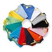 halpa T-paidat ja muut paidat-Lapset Poikien T-paita Tee Yhtenäinen väri Lyhythihainen Crewneck 100% puuvilla Lasten toppi Koulu Neutraali Päivittäin Perus Kesä Vaalean sininen 3-13 vuotta