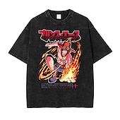 baratos Gráfico de personagem de desenho animado e filme-One Piece Roronoa Zoro Japonesa/Curta Camiseta lavada com ácido extragrande Imprimir vintage retrô Punk &amp; Gótico Para Casal Homens Mulheres Adulto Hot Stamping Casual / Diário