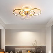 billige Lamper til takvifte-takvifte med lys dimbar sirkeldesign krystall 62cm 6 vindhastigheter moderne takvifte for soverom, stue app&amp;amp; fjernkontroll 110-240v