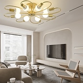 preiswerte Dimmbare Deckenleuchten-LED-Deckenleuchte, 6/8-flammig, dimmbar mit Fernbedienung, Unterputz-Deckenleuchte, Acryl-Lampenschirm, Kronleuchter, Schlafzimmer, Wohnzimmer, Blumenform, Schwarz/Weiß, 110–240 V