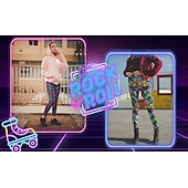 abordables Fondos-Retro Antiguo Años 80 Polainas Mujer Disfraz Cosecha Cosplay Casual Diario Pantalones