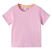 halpa T-paidat ja muut paidat-Lapset Poikien T-paita Tee Yhtenäinen väri Lyhythihainen Crewneck 100% puuvilla Lasten toppi Koulu Neutraali Päivittäin Perus Kesä Vaalean sininen 3-13 vuotta