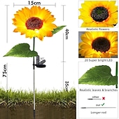 economico Illuminazione vialetto-luci a girasole alimentate ad energia solare, luci solari da giardino, paletti decorativi per fiori da giardino a LED per esterni per decorazioni di vialetti e prati
