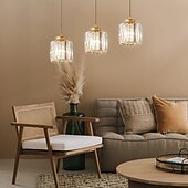 cheap Island Lights-LED Pendant Lights Kitchen Island Crystal Chandeliers 1/3 Head  Modern Farmhouse Foyer Entryway Light Fixtures Ceiling Hanging Globe Over Table Warm White Black/Gold