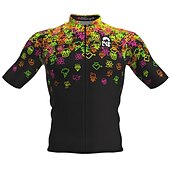 voordelige Heren shirts-Voor heren Wielrenshirt Korte mouw Fietsen Shirt Kleding Bovenlichaam met 3 achterzakken Fietsen Ademend Sneldrogend Achterzak Zilver Donker Grijs Paars Grafisch Sport Kleding