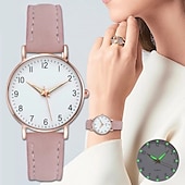 levne Quartz hodinky-dámské hodinky móda ležérní kožený pásek hodinky svítící jednoduché dámské malý ciferník quartzové hodiny šaty náramkové hodinky reloj mujer