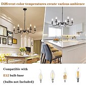 baratos Estilo Vela-Candelabro preto de 6 luzes lustres de ferro industriais rústicos iluminação para cozinha, sala de jantar, sala de estar, quarto, 35 polegadas, e12,110-240v