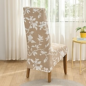 baratos Capa para Cadeira de Jantar-Capas de cadeira de jantar elásticas xl/oversized removível lavável elastano macio capa de cadeira grande com encosto alto para sala de jantar cozinha mesa de hotel banquete