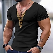 preiswerte Basic-T-Shirts-Herren T Shirt T-Shirt Langarm V Ausschnitt Frühling &amp; Sommer Einfach Mode Designer Basic Schnürung Urlaub Straße Ausgehen Schwarz Blau Grün Top T-Shirt für Herren