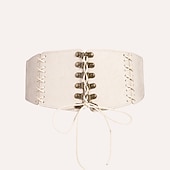 halpa Vyö-Naisten Korsetti vyö PU Leather Terässolki Jousen sisustus Niitti sisustus Vintage retro Työ Päivittäin Musta Valkoinen Viini Ruskea