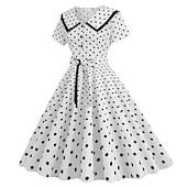 olcso Ruhák-Pöttyös Retró 1950-es Egy vonalú ruha Rockabilly Swing ruha Pöttyös Női Alkalmi / Napi Lánybúcsú Felnőttek Ruha Hazatérő ruhák
