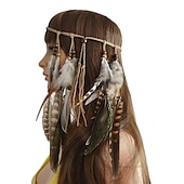 abordables Accesorios para el peinado del cabello-hermosa diadema bohemia de plumas de pavo real, perfecta para gitanos indios &amp; ¡estilo hippy!