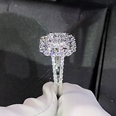 cheap Rings-Ring Wedding Geometrical Silver Rhinestone Alloy Love Stylish Luxury Elegant 1PC