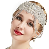 economico Accessori e altro-Copricapo flapper anni '20 fascia ruggente anni '20 grande fascia gatsby catena per accessorio per capelli vintage da donna (a-argento)