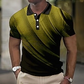 economico Polo geometrica da uomo-Per uomo Geometrico Magliette Polo a Nido d&#039;Ape Maglia da golf Manica Corta Magliette polo Camicie con Colletto Business Casual Abbigliamento da vacanza Abbigliamento Formale Abbigliamento da festa