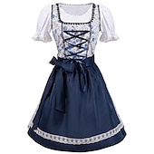olcso Dirndl-Mindszentek napja Oktoberfest Ruhák Szerepjáték Jelmezek Szobalány öltözékek Szerepjáték bajor Német Meadows Női Hagyományos stílusú ruha Blúz Ruha Kötény