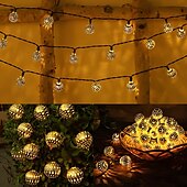 abordables Guirlandes solaires-Guirlande lumineuse solaire marocaine élégante pour réception de mariage, guirlande lumineuse à LED en forme de globe, éclairage d&#039;extérieur étanche, 8 modes d&#039;éclairage, boule lumineuse étanche