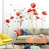 abordables Autocollants muraux-fleur plante papillon wall sticker fond mur salon chambre décoration wall sticker auto-adhésif wall sticker