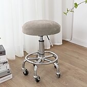 abordables Couverture de chaise de salle à manger-velours rond tabouret de bar siège couvre pub comptoir tabouret chaise housse carré pivotant tabouret élastique bar chaise couvre lavable housse de coussin pour café partie bar restrant