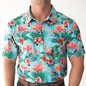 abordables Polo hawaiano para hombre-Derby de Kentucky Hombre Flamenco Camisas polo hawaianas Camiseta de golf Manga Corta Camisas de polo Camisas con cuello Casual Ropa de playa Ropa de vacaciones Ropa tropical Trajes de fiesta Botones