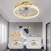 cheap Ceiling Fan Lights-Ceiling Fan with Light Dimmable Circle Design Crystal 50cm 6 Wind Speeds Modern Ceiling Fan for Bedroom, Living Room App &amp; Remote Control 110-240V