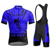 cheap Men&#039;s Clothing Sets-Men&#039;s Cycling Jersey with Bib Shorts Short Sleeve Mountain Bike MTB Road Bike Cycling Yellow Red Blue Graphic Bike Clothing Suit 3D Pad Breathable Quick Dry Back Pocket Polyester Spandex Sports