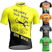 voordelige Heren shirts-21Grams Voor heren Wielrenshirt Korte mouw Fietsen Kleding Bovenlichaam met 3 achterzakken Bergracen Wegwielrennen Ademend Sneldrogend Vochtregelerend Reflecterende strips Donker Grijs Zwart Geel