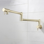 cheap Wall Mount-Pot Filler Bathroom Faucet Only Cold Water Stainless Steel, Brushed Golden Nickel Foldable Sink Wall Mount Folding Fill Pot Basin Tap Double Joint Swing Arm Single Hole 2 Handle