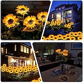 economico Illuminazione vialetto-luci a girasole alimentate ad energia solare, luci solari da giardino, paletti decorativi per fiori da giardino a LED per esterni per decorazioni di vialetti e prati