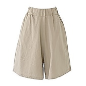 abordables Shorts de lino y algodón-Mujer Pantalones cortos de lino y algodón Perneras anchas Pantalón corto Moda Longitud de la rodilla Color sólido Bolsillos laterales Perneras anchas Comodidad Rígido Casual Diario Negro Rojo Azul