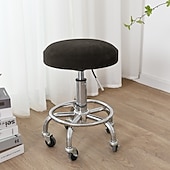 abordables Couverture de chaise de salle à manger-velours rond tabouret de bar siège couvre pub comptoir tabouret chaise housse carré pivotant tabouret élastique bar chaise couvre lavable housse de coussin pour café partie bar restrant