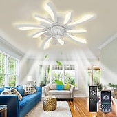 preiswerte Deckenventilator-Leuchten-LED-Deckenventilatoren dimmbar mit Fernbedienung Contral Blumendesign 20 &quot;/ 39&quot; 5/9-Köpfe Unterputz-Deckenleuchte Acryl-Lampenschirm-Kronleuchter Schlafzimmer Wohnzimmer