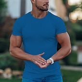 cheap Men&#039;s Casual T-shirts-Men&#039;s T Shirt Short Sleeves Crewneck Summer Pit Strip Fashion Basic Casual Vacation Going out Casual Daily Navy White Blue Top Tee for Men