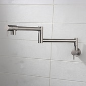 cheap Wall Mount-Pot Filler Bathroom Faucet Only Cold Water Stainless Steel, Brushed Golden Nickel Foldable Sink Wall Mount Folding Fill Pot Basin Tap Double Joint Swing Arm Single Hole 2 Handle