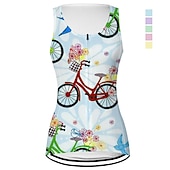 Χαμηλού Κόστους Γυναικείες φανέλες-Γυναικεία Γιλέκο ποδηλασίας Φανέλα ποδηλασίας Γραφική Άνθινο / Βοτανικό Αστείος Αμάνικο Ποδήλατο Γιλέκο Αθλητική μπλούζα Μπολύζες με 3 πίσω τσέπες Ποδηλασία Βουνού Ποδηλασία Δρόμου