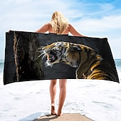 billiga set med strandhanddukar-1st stora tjocka badduschhanddukar 3d vit tigerdesign bomull strandhandduk för kvinnor män reser sim yogafilt