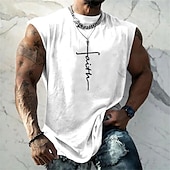 Men's Graphic Faith Vest Top Sleeveless T Shirt for Men Sleeveless Cap Sleeve T shirt 3D Print Crew Neck Shirt Fashion Designer Muscle Daily Sports Gym Black White Navy Blue Spring & Summer Clothing4